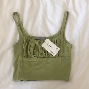 Green Ruched Crop Top